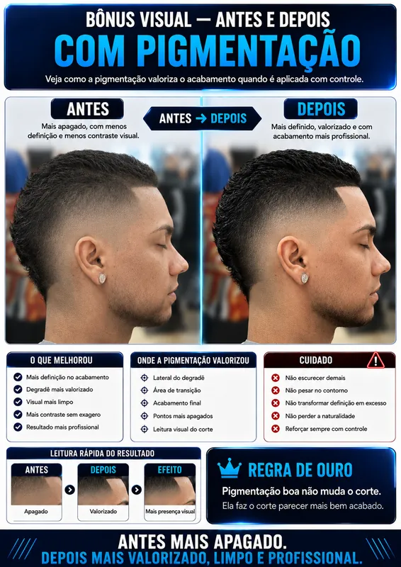 Antes e depois moicano com pigmenta&ccedil;&atilde;o